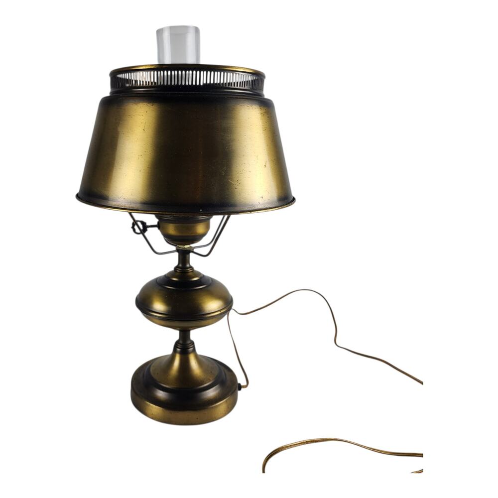 Vintage Metal Hurricane Table Lap GWTW Parlor Style Mushroom Dome Electric Works